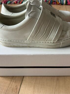 Givenchy White Leather Slip-On Sneakers with Croc-Effect Strap